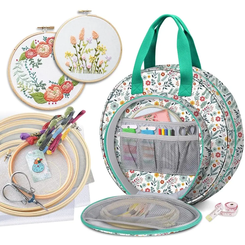 Embroidery Project Bag, Embroidery Supplies Storage Carrying Tote Case with Multiple Pockets for Floss, Hoops, Thread, Stitc
Embroidery Project Bag, Embroidery Supplies Storage Carrying Tote Case with Multiple Pockets for Floss, Hoops, Thread, Stitc