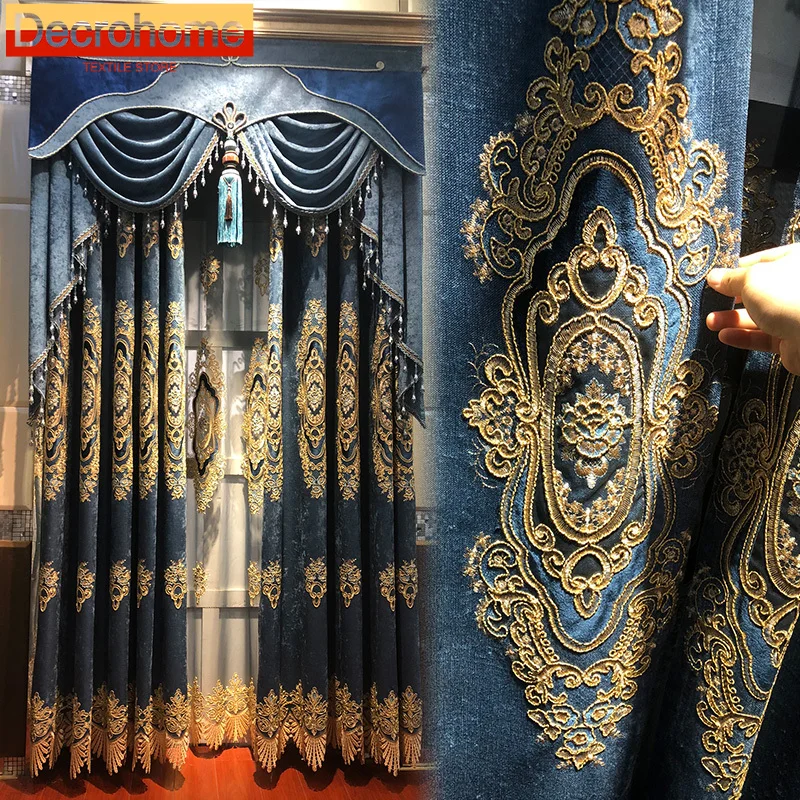 Curtains for Living Dining Room Bedroom New High-end European Style Blackout Chenille Embroidered Blue Luxury
Curtains for Living Dining Room Bedroom New High-end European Style Blackout Chenille Embroidered Blue Luxury