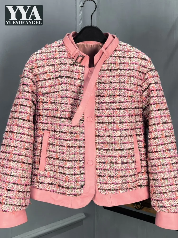 Womens Fashion Real Sheepskin Patchwork Stand Collar Tweed Jacket Coats Loose Fit Long Sleeve Single Breasted Chic Outerwear
Womens Fashion Real Sheepskin Patchwork Stand Collar Tweed Jacket Coats Loose Fit Long Sleeve Single Breasted Chic Outerwear