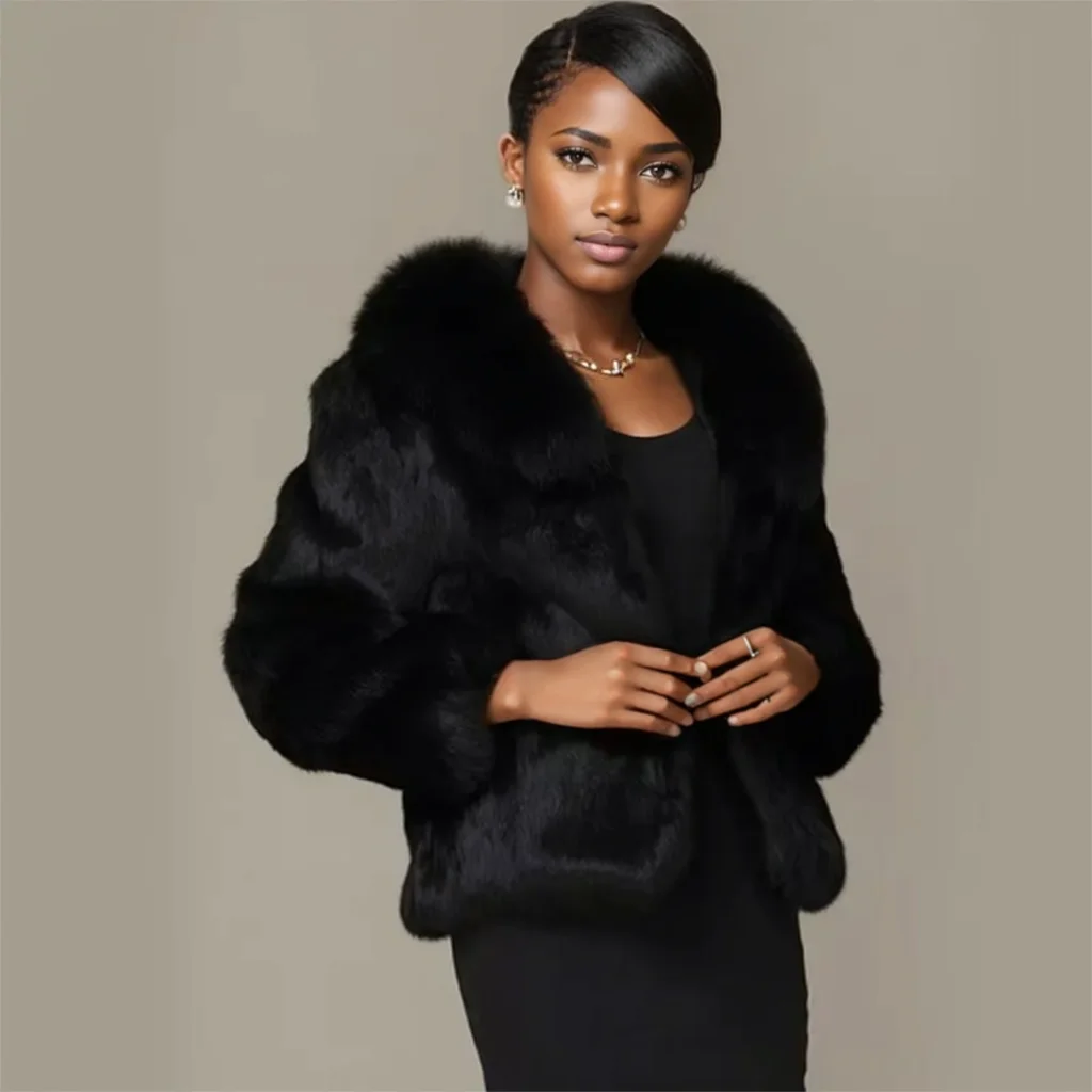 2026 New Women Genuine Rabbit Fur Short Coat Fox Fur Lapel Luxury Fluffy Thick Warm Winter Fur Outerwear
2026 New Women Genuine Rabbit Fur Short Coat Fox Fur Lapel Luxury Fluffy Thick Warm Winter Fur Outerwear