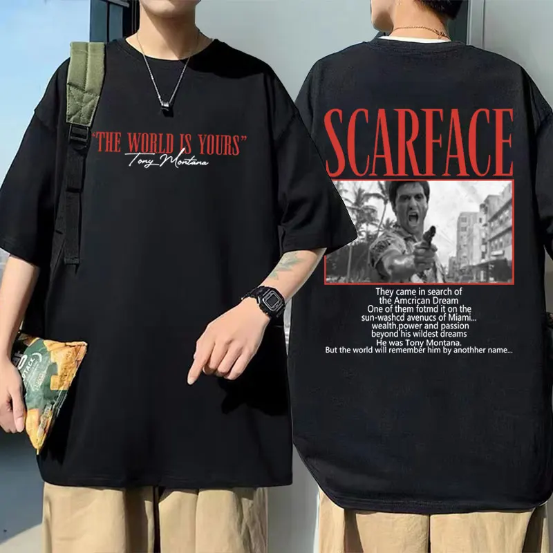 Classic Gangsters Movie Scarface The World Is Yours Tony Montana Al Pacino T Shirts Men Women Vintage Gothic Oversized T-shirt
Classic Gangsters Movie Scarface The World Is Yours Tony Montana Al Pacino T Shirts Men Women Vintage Gothic Oversized T-shirt