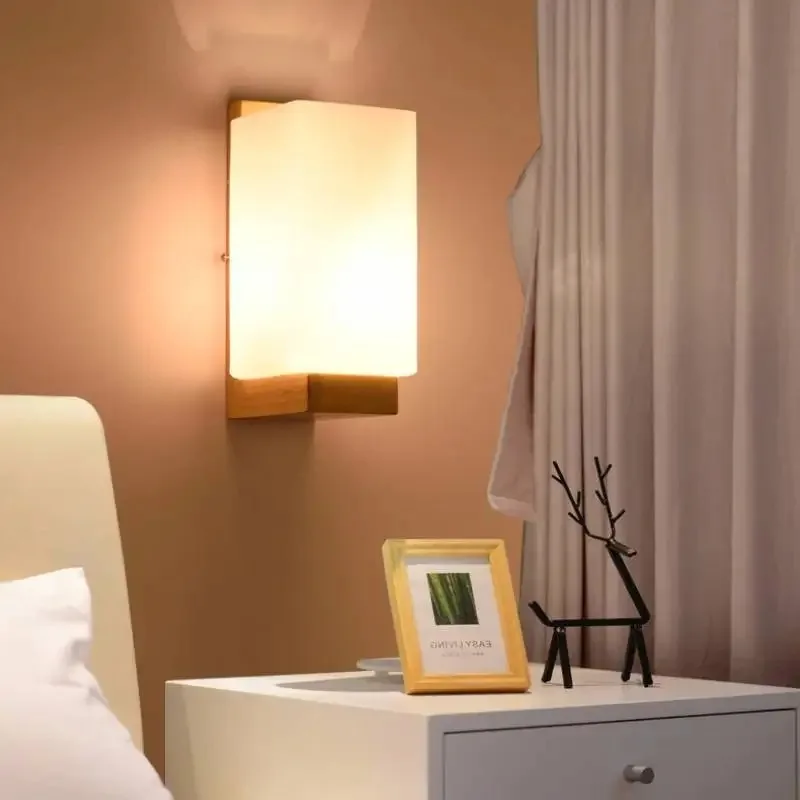 Japanese-style solid wood wall lamp minimalist white glass lampshade E27 LED bedside bedroom living room aisle staircase lamp
Japanese-style solid wood wall lamp minimalist white glass lampshade E27 LED bedside bedroom living room aisle staircase lamp