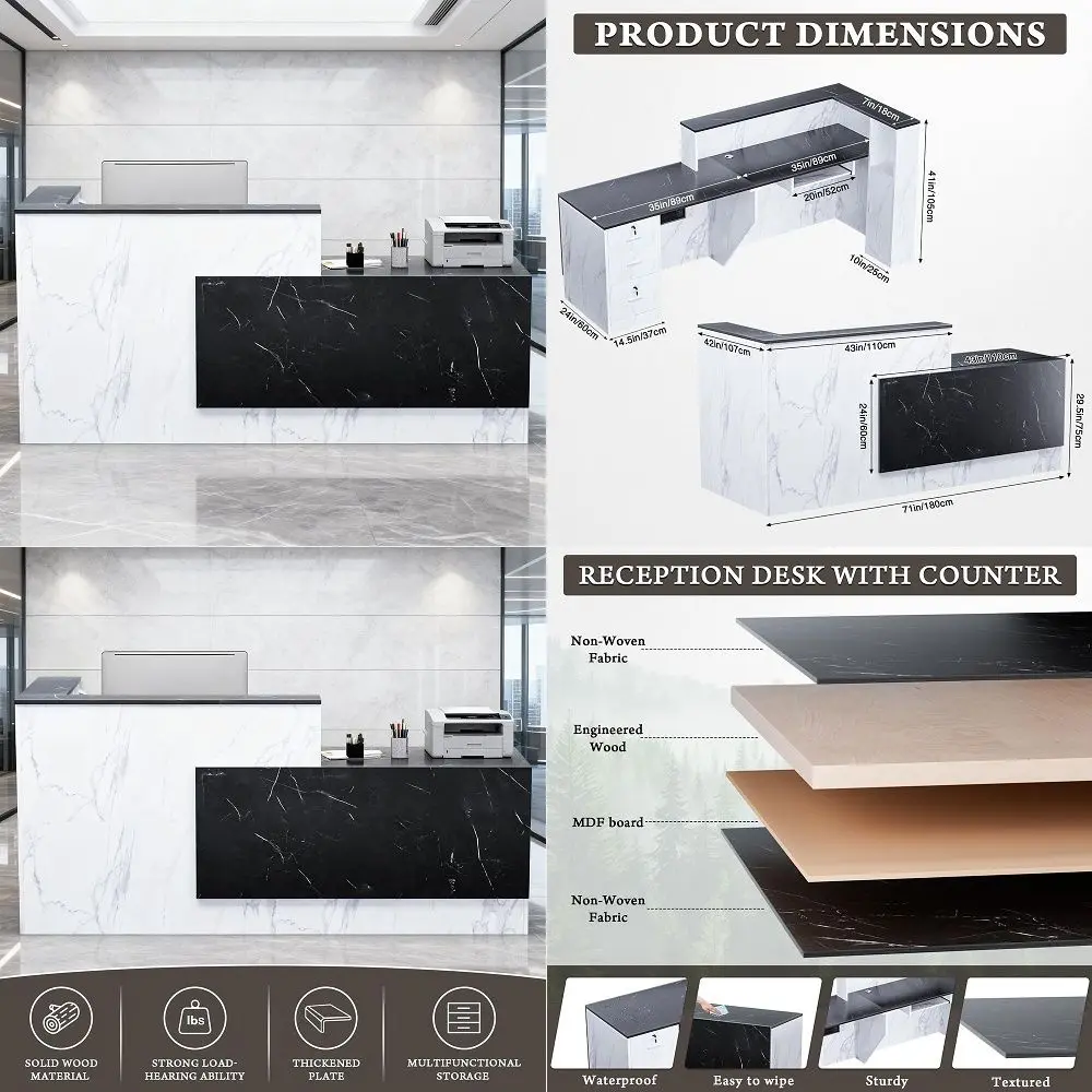 Reception Desk, Modern White High Gloss Front Desk with LED Lights, Lockable Drawer amp Storage Cabinet, Keyboard Tray amp Cabl
Reception Desk, Modern White High Gloss Front Desk with LED Lights, Lockable Drawer amp Storage Cabinet, Keyboard Tray amp Cabl