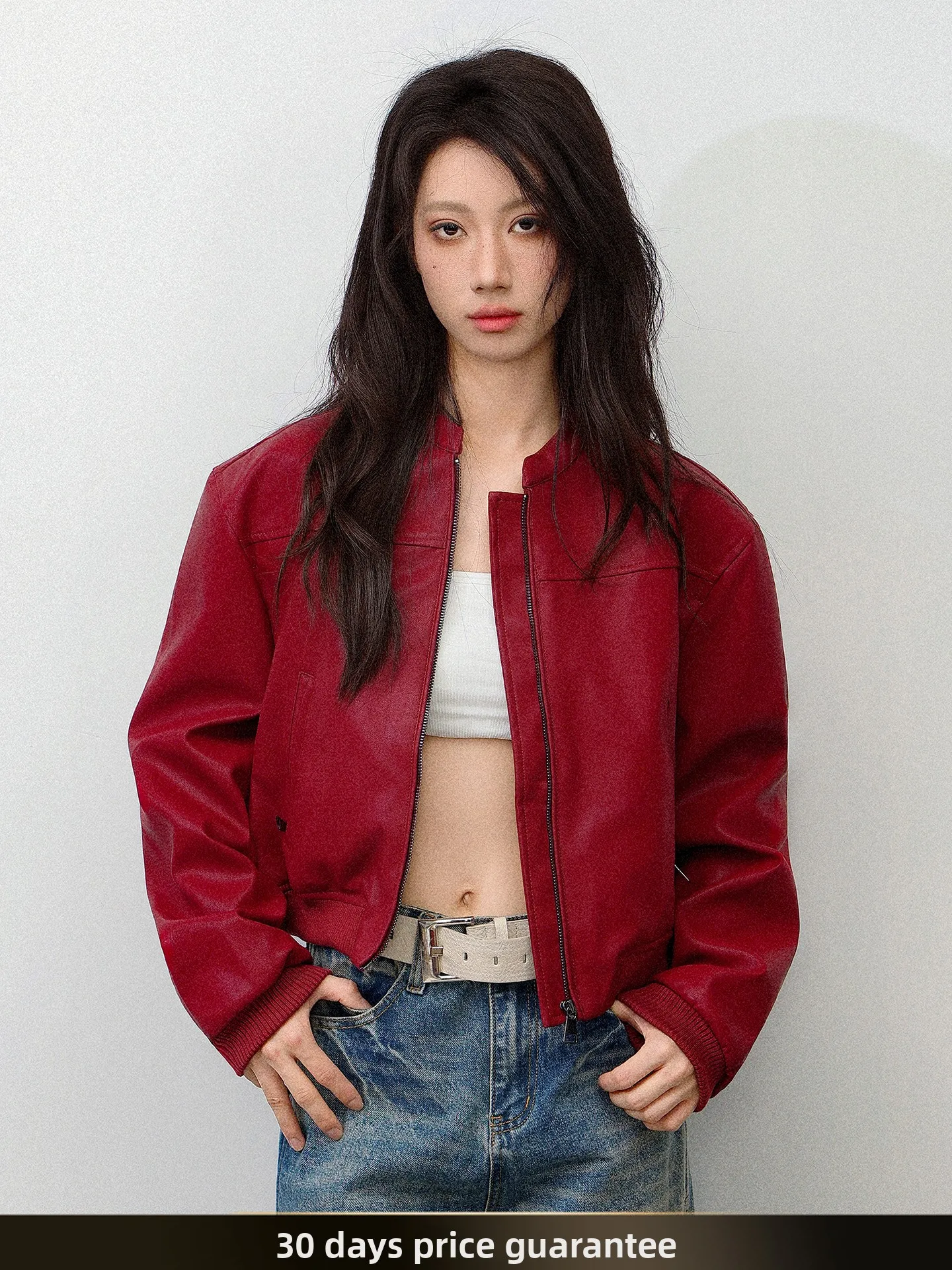 Red PU Leather Biker ort Jaet Women's Zipper Loose Versatile Outerwear American Retro Sle Autumn New Arrival
Red PU Leather Biker ort Jaet Women's Zipper Loose Versatile Outerwear American Retro Sle Autumn New Arrival