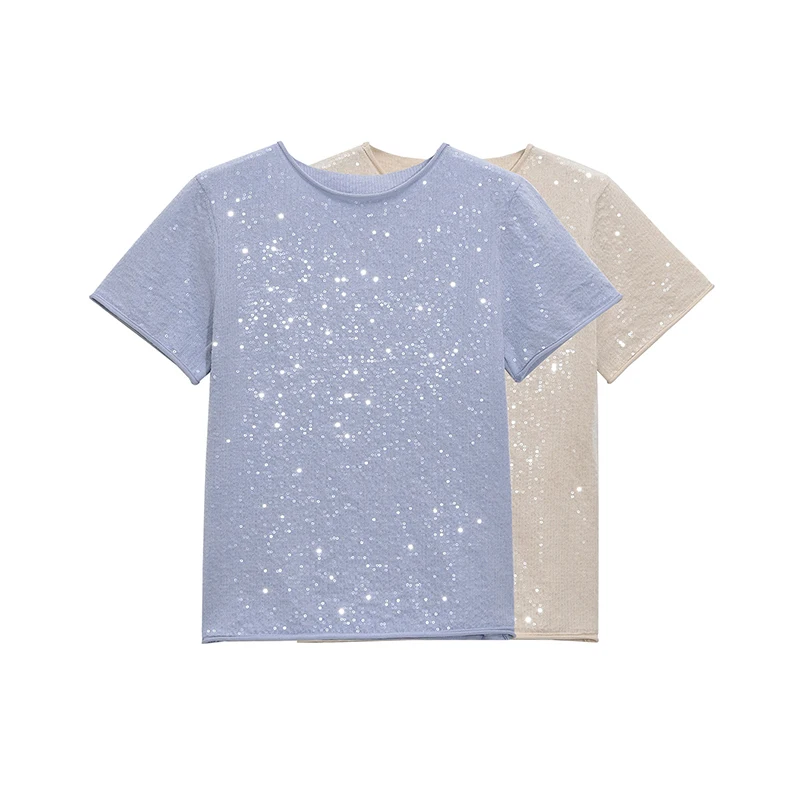 YENKYE 2025 Fashion Sequin Knit T Shirt Women O Neck Short Sleeve Casual Tees Summer Tops Streetwear ropa de mujer
YENKYE 2025 Fashion Sequin Knit T Shirt Women O Neck Short Sleeve Casual Tees Summer Tops Streetwear ropa de mujer
