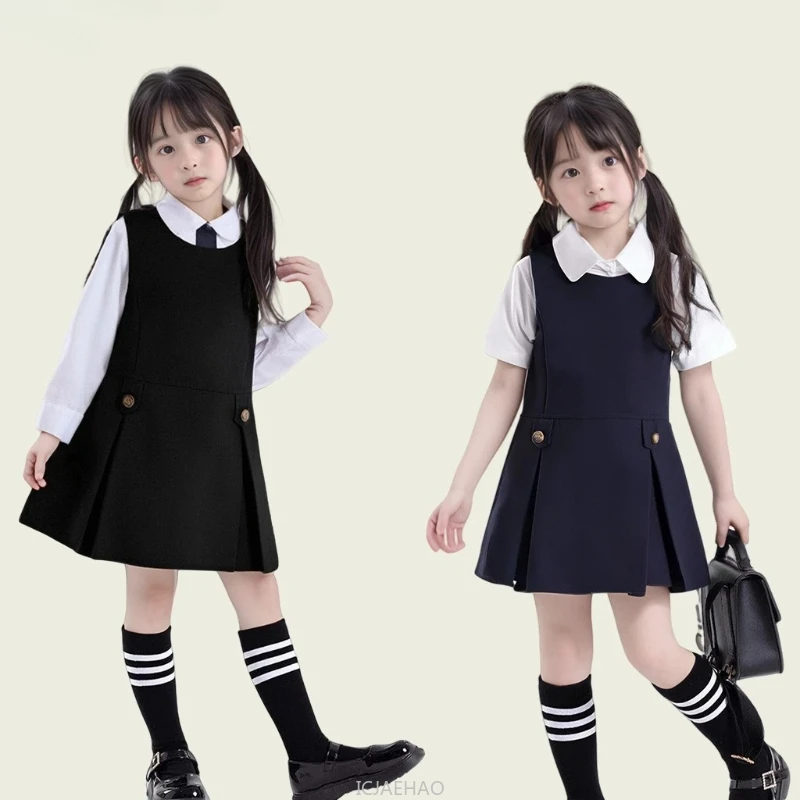 Kids White Long Sleeve Blouse+sleeveless Junior Dress Set Sundress Black for Girls Elementary School Student Uniform Suit Autumn
Kids White Long Sleeve Blouse+sleeveless Junior Dress Set Sundress Black for Girls Elementary School Student Uniform Suit Autumn
