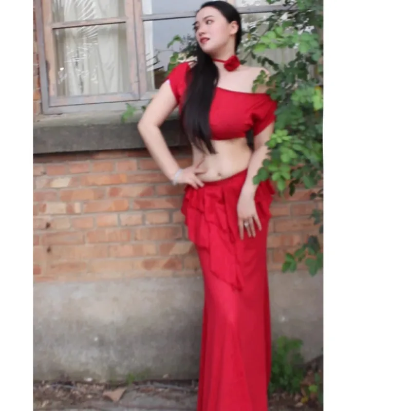 Customized Belly Dance Costume Set Performance Dress Sexy Temperament Practice Clothes Red Fish Tail Skirt Beginner Dancewear
Customized Belly Dance Costume Set Performance Dress Sexy Temperament Practice Clothes Red Fish Tail Skirt Beginner Dancewear