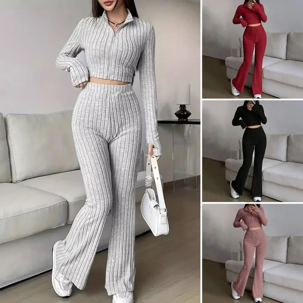 Long-sleeved Top Wide-leg Trousers Set Knitted Fabric Women Suit Women's Spring Commuting Outfit Flared Pants Set with For Daily
Long-sleeved Top Wide-leg Trousers Set Knitted Fabric Women Suit Women's Spring Commuting Outfit Flared Pants Set with For Daily