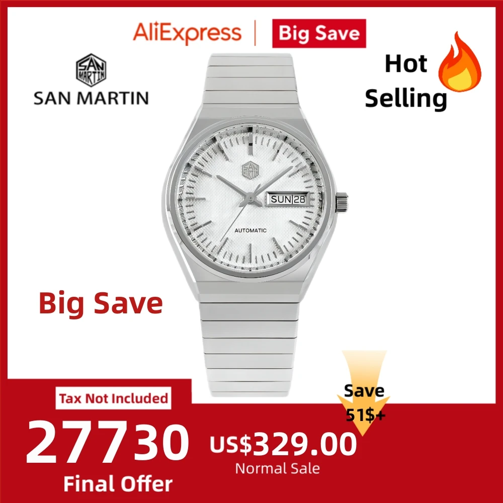 San Martin 37mm ST2100 Automatic Watch For Men Watches Mechanical Wristwatch Day Date Display Luxury Waterproof 5Bar SN0102
San Martin 37mm ST2100 Automatic Watch For Men Watches Mechanical Wristwatch Day Date Display Luxury Waterproof 5Bar SN0102