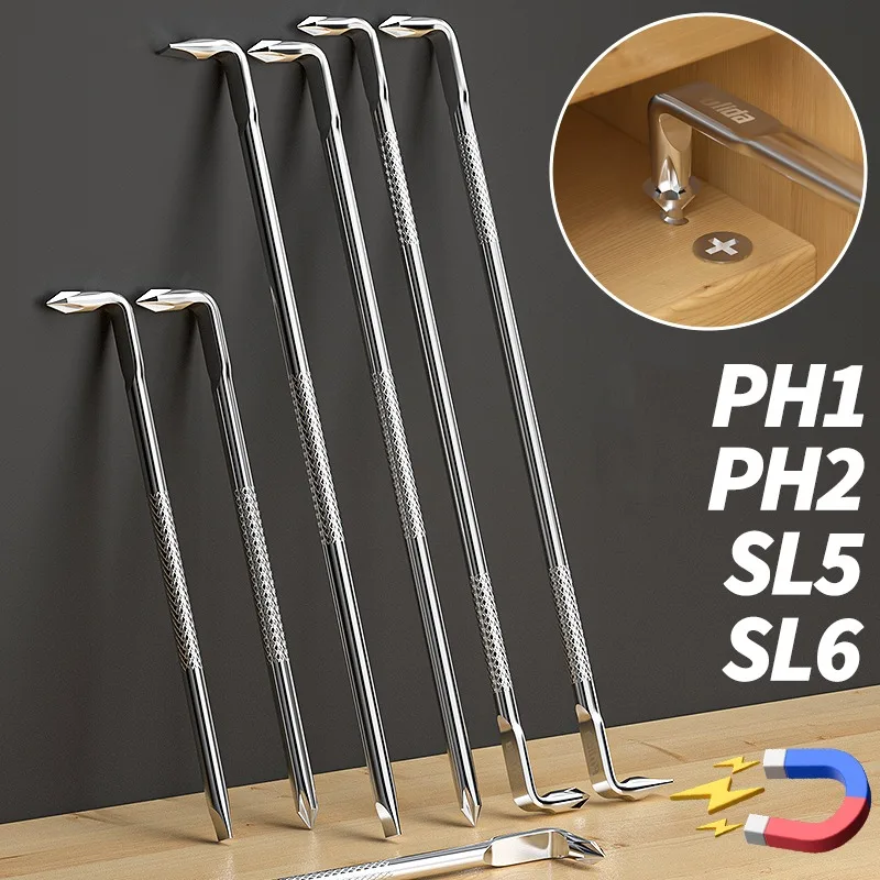 Магнитная отвертка Z-типа L-образной формы Прямоугольная отвертка 90 градусов Сильный магнетизм Крестообразные шлицевые отвертки с двойной головкой
Магнитная отвертка Z-типа L-образной формы Прямоугольная отвертка 90 градусов Сильный магнетизм Крестообразные шлицевые отвертки с двойной головкой