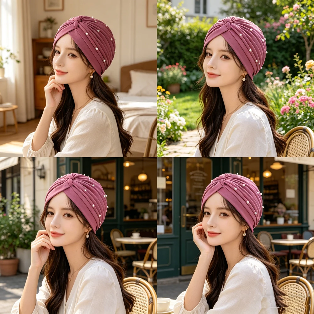 Women Solid Color Beaded Turban Hat Inner Hijab Cap African Headwrap Fashion Lady Head Cover India Muslim Headwear Accessories
Women Solid Color Beaded Turban Hat Inner Hijab Cap African Headwrap Fashion Lady Head Cover India Muslim Headwear Accessories