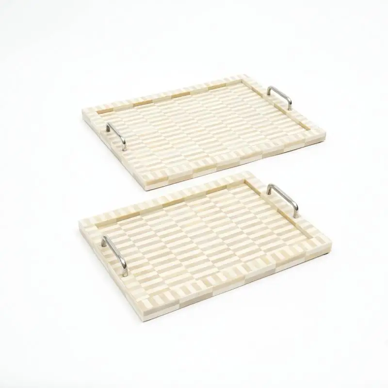 Handcrafted Bone and Resin Checkered Tray with Handle - Set of 2, Perfect for Serving or Decor, Unique Home Accents
Handcrafted Bone and Resin Checkered Tray with Handle - Set of 2, Perfect for Serving or Decor, Unique Home Accents