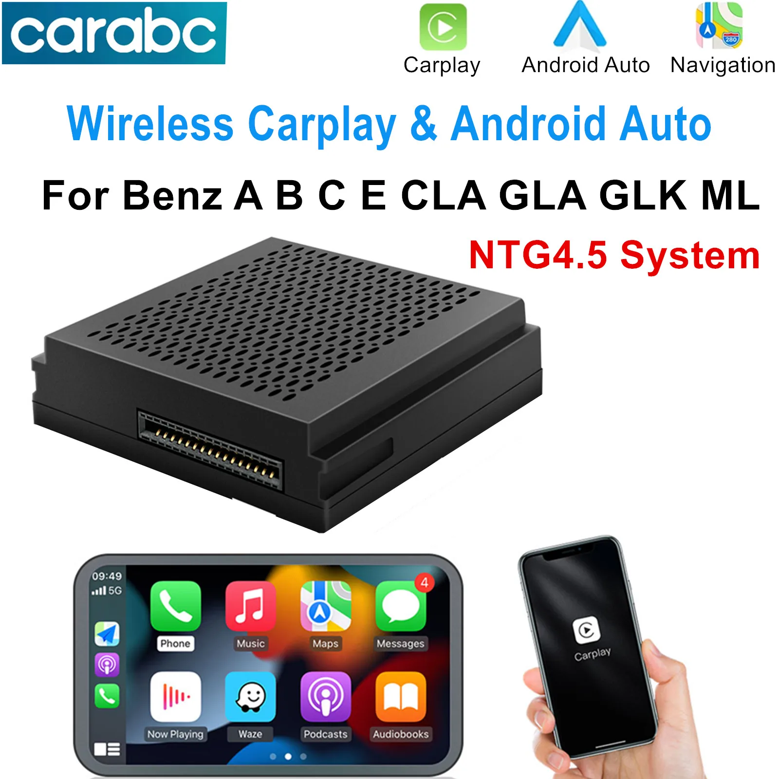 CARABC Wireless Carplay Android Auto Navigation Becker Module For Mercedes Benz A B C E CLA GLA GLK ML Sprinter NTG4.5 System
CARABC Wireless Carplay Android Auto Navigation Becker Module For Mercedes Benz A B C E CLA GLA GLK ML Sprinter NTG4.5 System