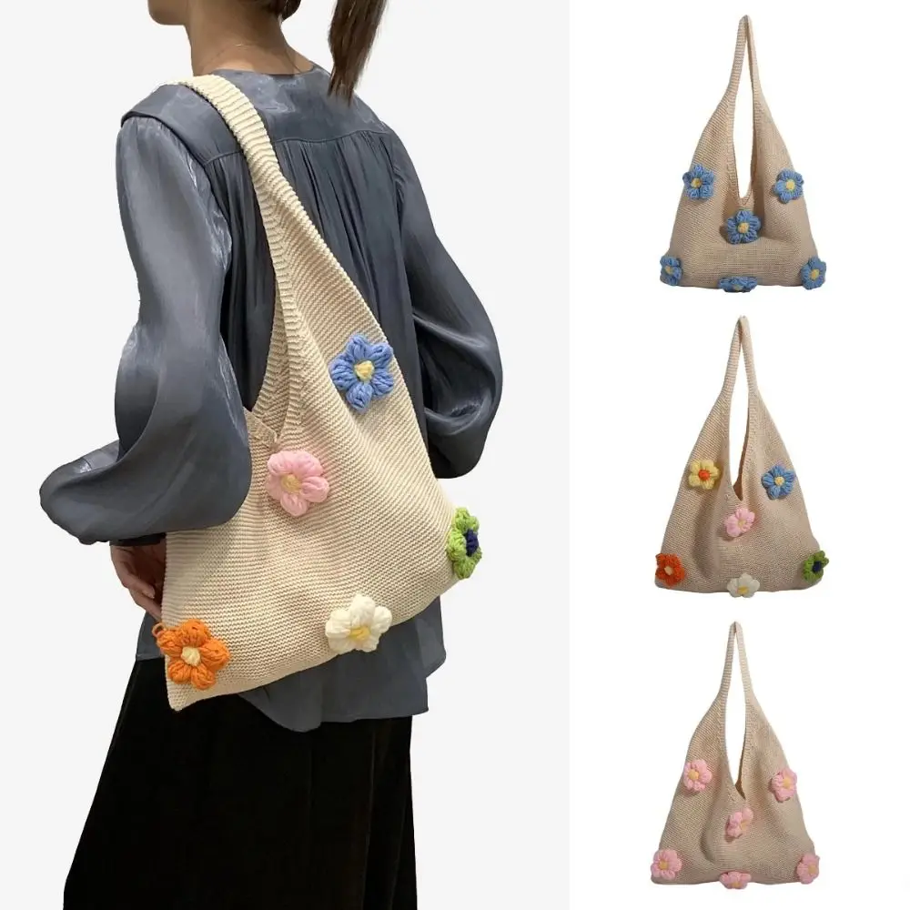 Portable Knitted Crochet Handbag Hollow Out Breathable Woven Tote Bag Lightweight Flower Shopping Shoulder Bag Spring
Portable Knitted Crochet Handbag Hollow Out Breathable Woven Tote Bag Lightweight Flower Shopping Shoulder Bag Spring