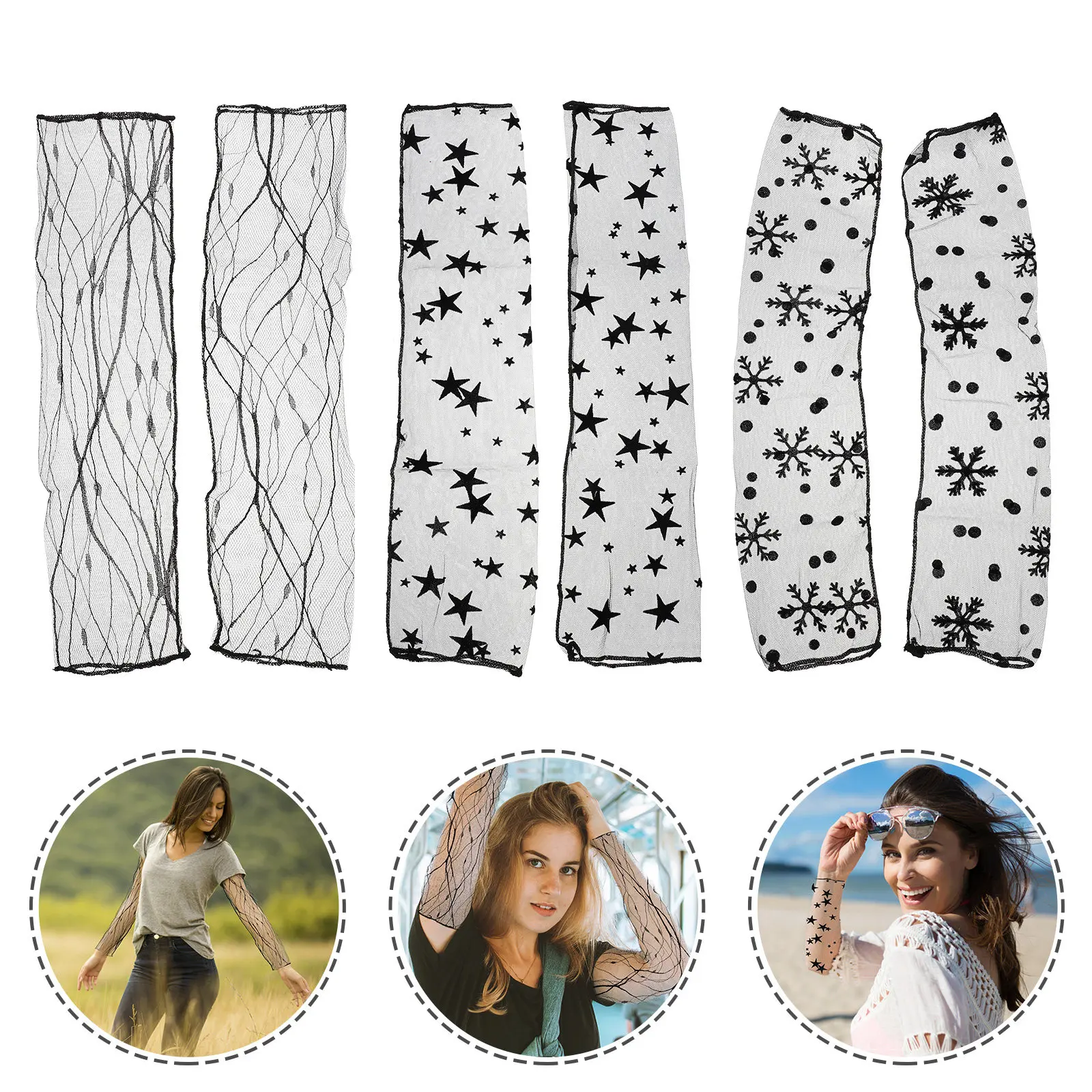 3Pairs Women Lace Sun Protection Sleeves Ultra-Thin Fingerless Arm Sleeves for Summer Cycling Hiking Jogging Breathable
3Pairs Women Lace Sun Protection Sleeves Ultra-Thin Fingerless Arm Sleeves for Summer Cycling Hiking Jogging Breathable