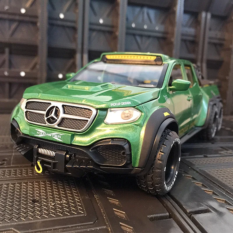 1:28 Six-wheel Mercedes pickup alloy car model acousto-optic pull-back off-road vehicle children's toy door can be opened.
1:28 Six-wheel Mercedes pickup alloy car model acousto-optic pull-back off-road vehicle children's toy door can be opened.