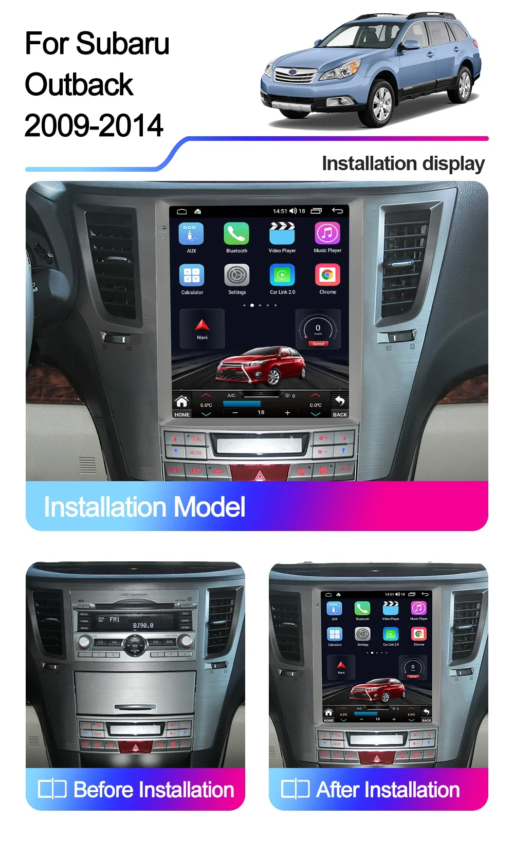 Android 13 For Subaru Outback 2010 - 2014 Car Radio Player Wireless Carplay Autoradio Bluetooth Video Multimedia GPS Stereo BT
Android 13 For Subaru Outback 2010 - 2014 Car Radio Player Wireless Carplay Autoradio Bluetooth Video Multimedia GPS Stereo BT