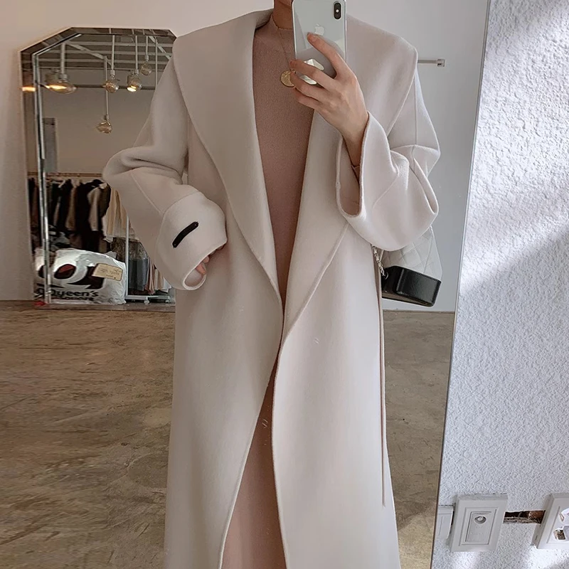 Ele Winter Woolen Coat Women's Knee-Length Belted Wrap Ne Design Faionable Commute Sle Long Sve Pure Color
Ele Winter Woolen Coat Women's Knee-Length Belted Wrap Ne Design Faionable Commute Sle Long Sve Pure Color