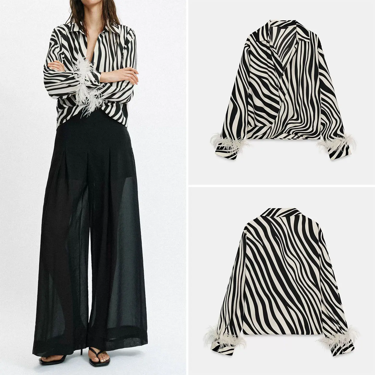 Fashionable Long Sleeve Printed Animal Feather Collar Shirt Women's Casual Loose Fit Shirt Summer 2026 ZADATA Brand
Fashionable Long Sleeve Printed Animal Feather Collar Shirt Women's Casual Loose Fit Shirt Summer 2026 ZADATA Brand