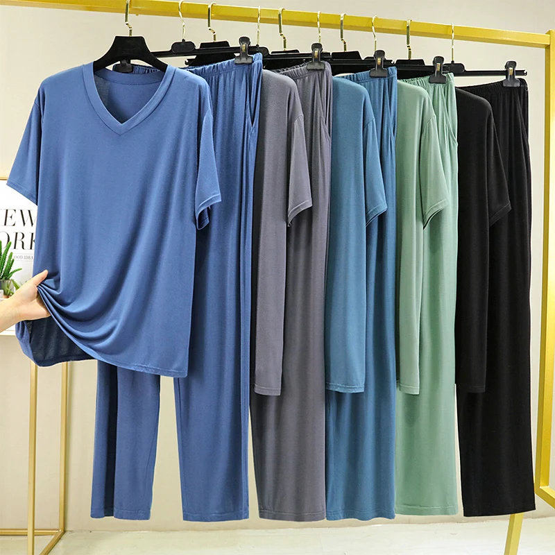 Modal Men's Sleepwear Set Summer Lightweight Sporty Casual Home Clothes Two-Piece Loose Fit V-Neck Short Sleeve Cotton Pajamas
Modal Men's Sleepwear Set Summer Lightweight Sporty Casual Home Clothes Two-Piece Loose Fit V-Neck Short Sleeve Cotton Pajamas