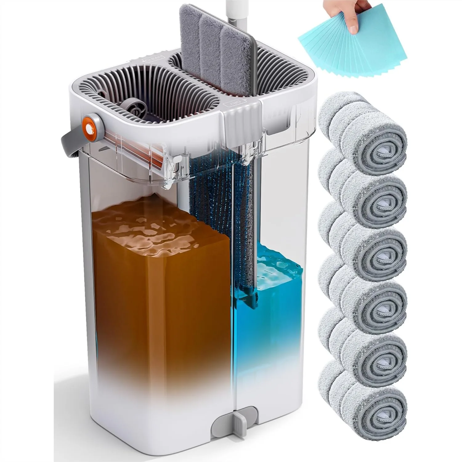 Large Mop and Bucket Set with Flat Mop System, Adjustable Handle Up to 70.87 Inches for Floor Cleaning, 6 Washable Microfiber
Large Mop and Bucket Set with Flat Mop System, Adjustable Handle Up to 70.87 Inches for Floor Cleaning, 6 Washable Microfiber