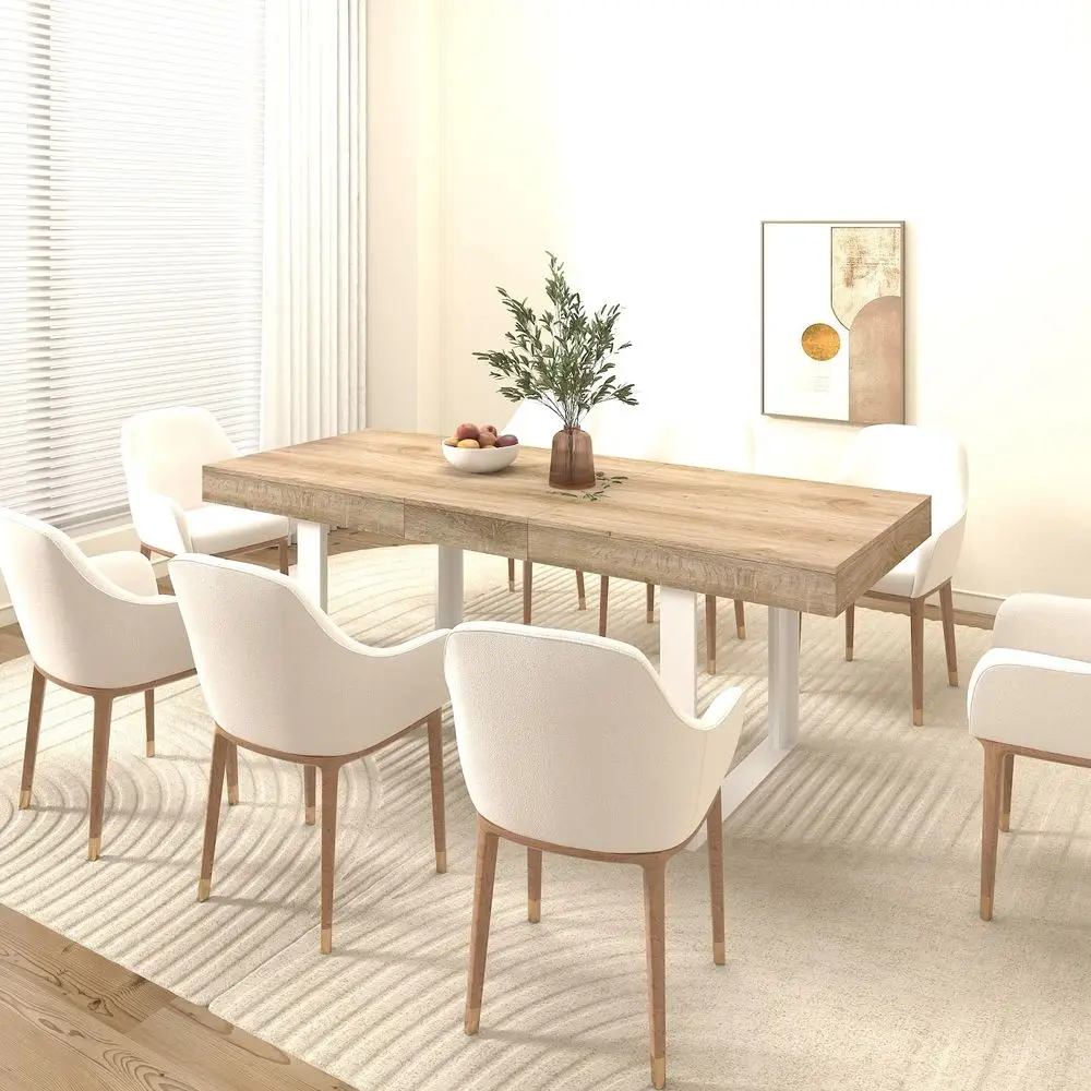 Extendable Dining Table for 8, 6378.7 inch Length, Natural Wood Finish, White Wood Legs, Conference Table for 68 People
Extendable Dining Table for 8, 6378.7 inch Length, Natural Wood Finish, White Wood Legs, Conference Table for 68 People