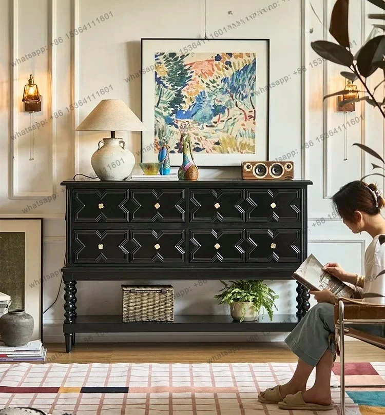 French black solid wood porch cabinet retro living room aisle partition cabinet high-end light luxury locker
French black solid wood porch cabinet retro living room aisle partition cabinet high-end light luxury locker