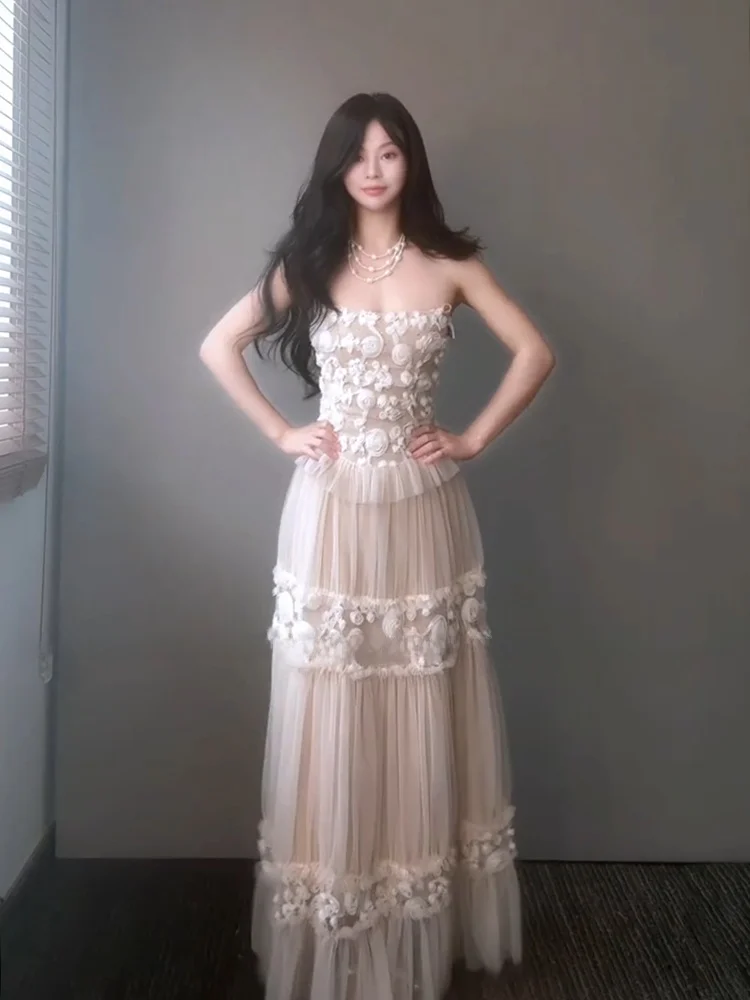 Umei STAZF7 Lace Embroidery Heavy Work Long Strapless Gown Women's Spring Summer Elegant High Waist A-Line Dress
Umei STAZF7 Lace Embroidery Heavy Work Long Strapless Gown Women's Spring Summer Elegant High Waist A-Line Dress
