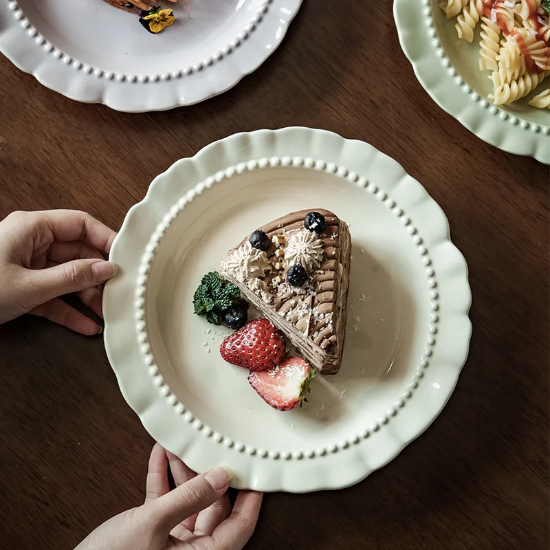 French Lace Deep Exquisite Ceramic Restaurant High Aesthetic Dessert Dining Household Tableware Plate
French Lace Deep Exquisite Ceramic Restaurant High Aesthetic Dessert Dining Household Tableware Plate