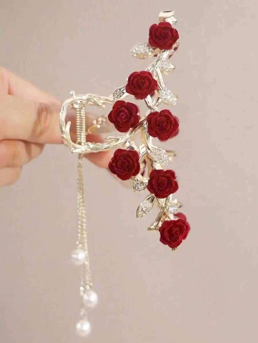 Faux Pearl Rose Hair Claw Clip For Women Floral Hair Accessory Elegant Hairpin
Faux Pearl Rose Hair Claw Clip For Women Floral Hair Accessory Elegant Hairpin