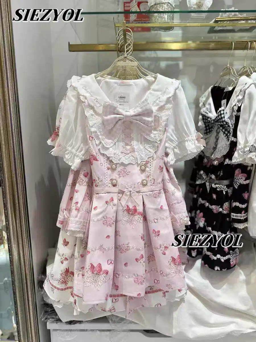 Liz Dress Outfits Japanese Sweet Style Embroidered Printed Bow Short-sleeve Dresses and Shorts Oversize Two-piece Set
Liz Dress Outfits Japanese Sweet Style Embroidered Printed Bow Short-sleeve Dresses and Shorts Oversize Two-piece Set