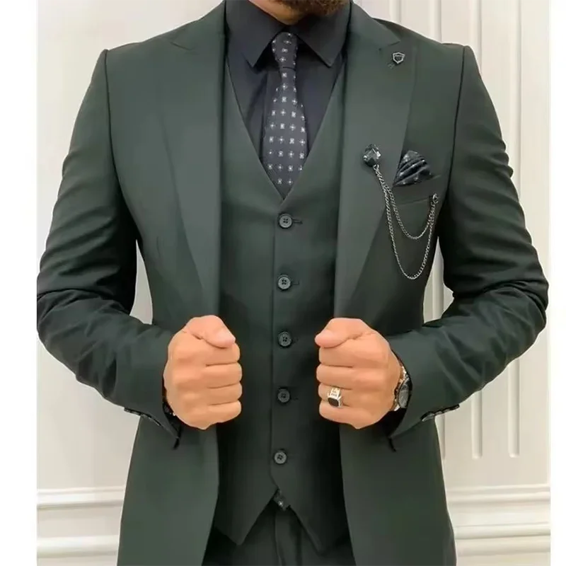 Men's clothing Dark Green Wedding Tuxedos Men Suit Peak Lapel Terno Slim Fit Groom Prom Man Blazer Custom 3 Pcs Jacket Pant Vest
Men's clothing Dark Green Wedding Tuxedos Men Suit Peak Lapel Terno Slim Fit Groom Prom Man Blazer Custom 3 Pcs Jacket Pant Vest
