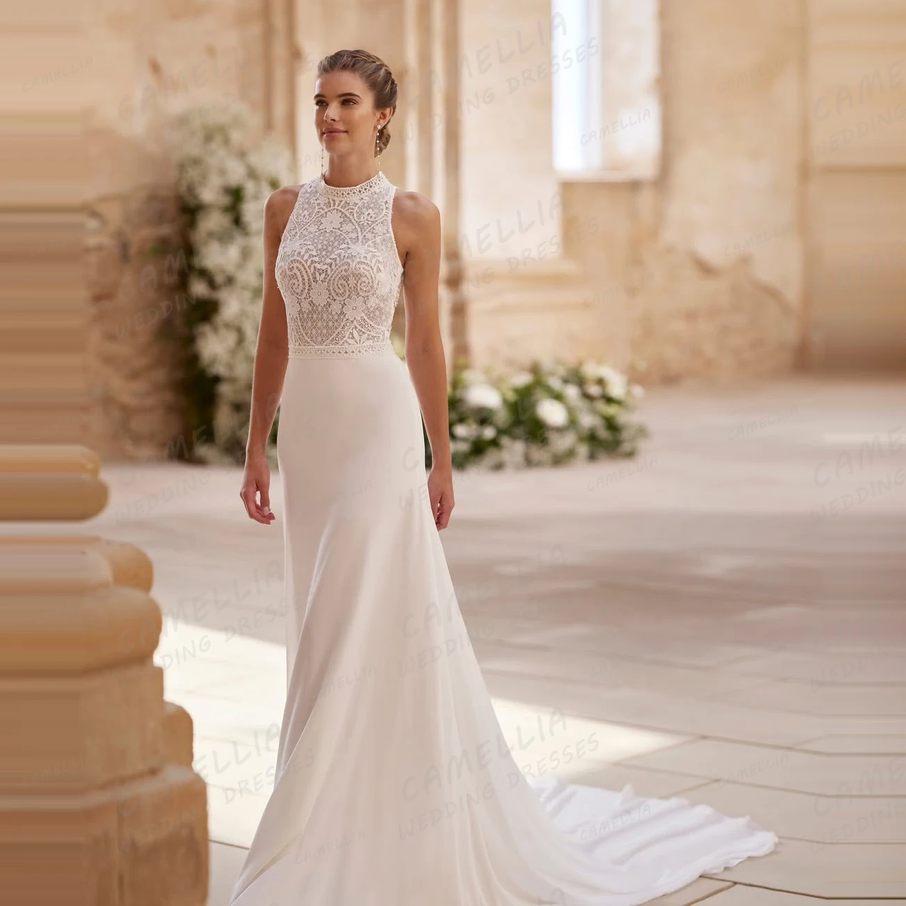 Simple Boho Wedding Dresses Woman's Sexy Mermaid High Neck Sleeveless Bridal Gowns Sweep Train 2025 Vestidos De Novia Customized
Simple Boho Wedding Dresses Woman's Sexy Mermaid High Neck Sleeveless Bridal Gowns Sweep Train 2025 Vestidos De Novia Customized