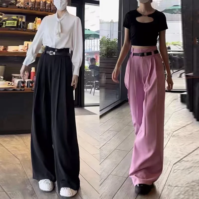 2023 New Wide Leg Pants Women's Pants Korean Style High Waist Straight Pants for Women Pink Loose Suit Trousers Female Clothes
2023 New Wide Leg Pants Women's Pants Korean Style High Waist Straight Pants for Women Pink Loose Suit Trousers Female Clothes