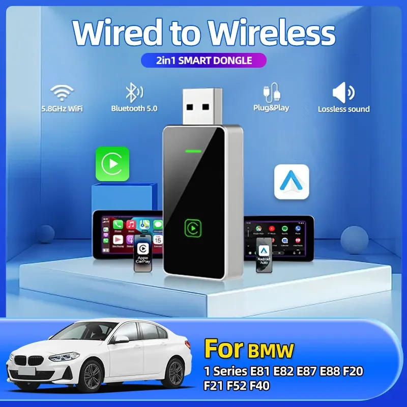 Carplay Wireless Adapter Android Auto 2in 1 Smart Dongle 5G WIFI For iphone Android Phone For BMW 1 Series E81 E82 E87 E88 F20
Carplay Wireless Adapter Android Auto 2in 1 Smart Dongle 5G WIFI For iphone Android Phone For BMW 1 Series E81 E82 E87 E88 F20