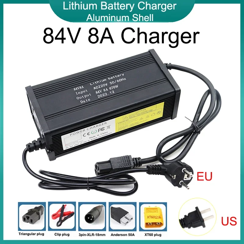 New 84V 8A Lithium Battery Smart Charger Aluminum Shell LCD display With Fan For 20S 72V 8A High-power Power Tools fast charging
New 84V 8A Lithium Battery Smart Charger Aluminum Shell LCD display With Fan For 20S 72V 8A High-power Power Tools fast charging