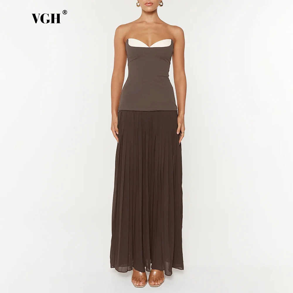 VGH Elegant Office Solid Color Maxi Dress for Women Bandeau Design Backless Flowy Pleated Chiffon Skirt for Romantic Night Shoot
VGH Elegant Office Solid Color Maxi Dress for Women Bandeau Design Backless Flowy Pleated Chiffon Skirt for Romantic Night Shoot