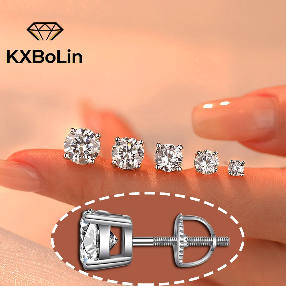 1-4carat Moissanite Stud Earrings Screw Back Style Round Sparkling Solitaire Diamond Studs With Certificate S925 Silver Jewelry
1-4carat Moissanite Stud Earrings Screw Back Style Round Sparkling Solitaire Diamond Studs With Certificate S925 Silver Jewelry
