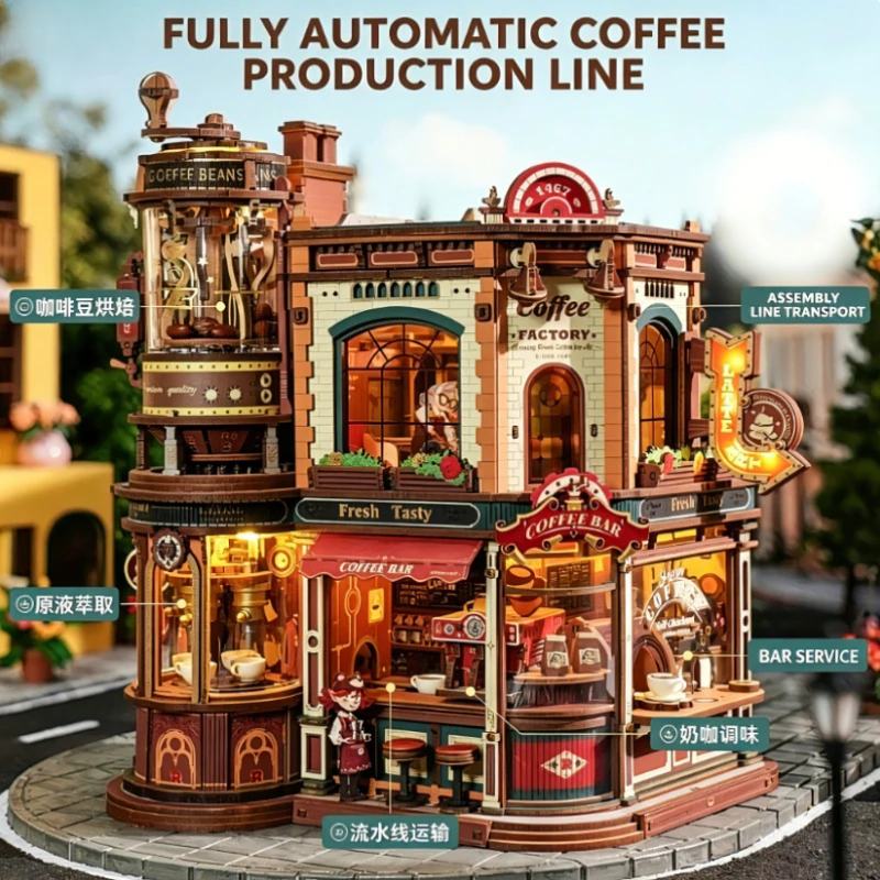 Coffee Factory Workshop Shaped Wooden Building Blocks, Hand Assembled Creative Craft, Home Desktop Collectible Ornament
Coffee Factory Workshop Shaped Wooden Building Blocks, Hand Assembled Creative Craft, Home Desktop Collectible Ornament