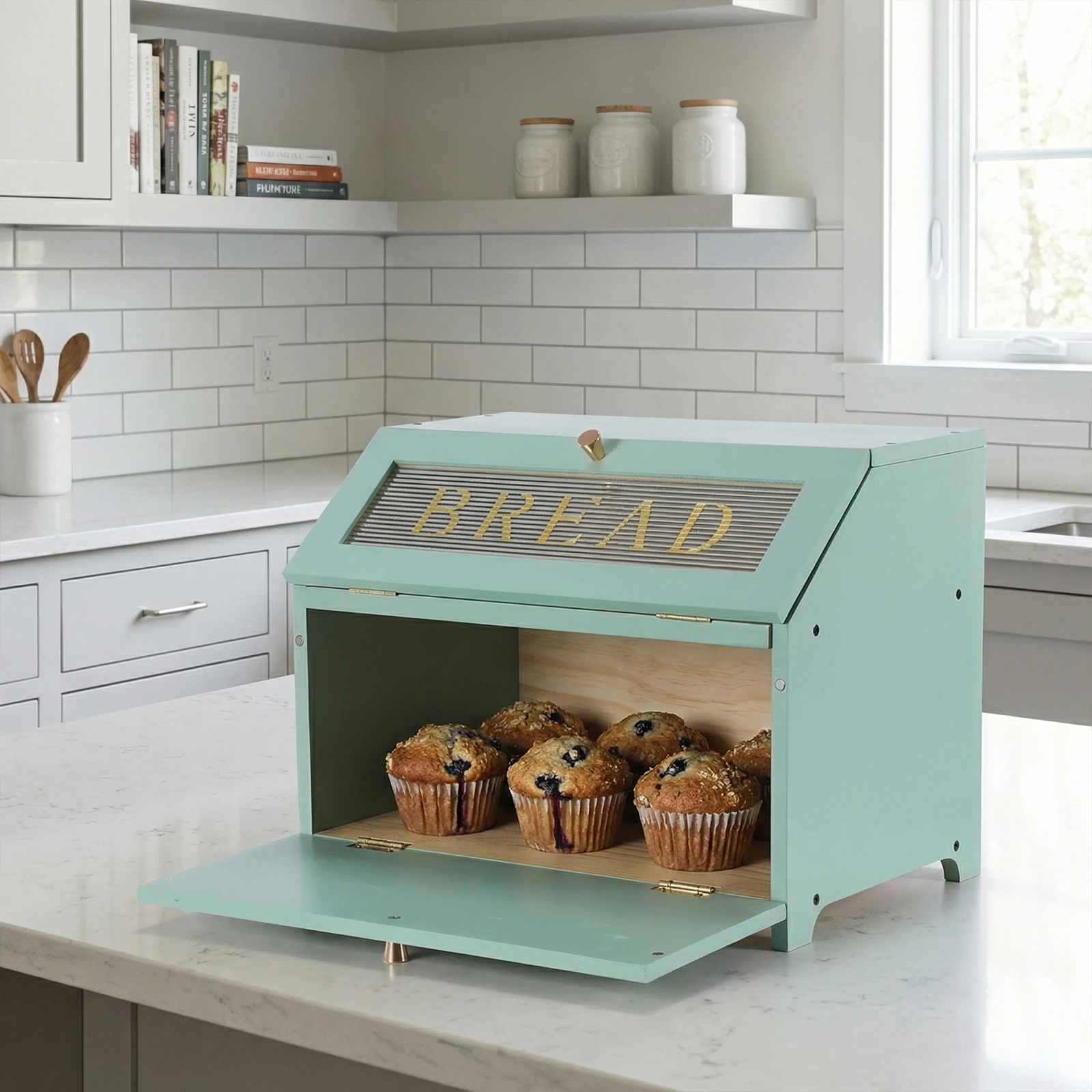 Wooden Bread Bin Multi-Purpose Bread Box Large Capacity Bread Storage Container Bread Keeper Bin for Home Kitchen
Wooden Bread Bin Multi-Purpose Bread Box Large Capacity Bread Storage Container Bread Keeper Bin for Home Kitchen