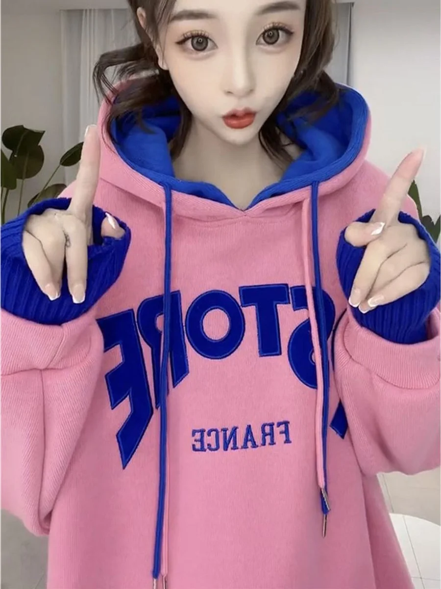 Korean Style Fleece Lined Hoodie Women's Thickened Autumn Winter Letter Print Casual Outerwear Trendy Single Piece Top
Korean Style Fleece Lined Hoodie Women's Thickened Autumn Winter Letter Print Casual Outerwear Trendy Single Piece Top