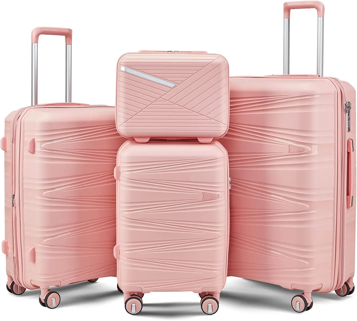 4 Piece Hardshell Luggage Set, Expandable Suitcase 20/24/28 with Cosmetic Case, Lightweight Spinner Wheels with TSA Lock, Detachable Wheels for Nesting Storage, Pink
4 Piece Hardshell Luggage Set, Expandable Suitcase 20/24/28 with Cosmetic Case, Lightweight Spinner Wheels with TSA Lock, Detachable Wheels for Nesting Storage, Pink