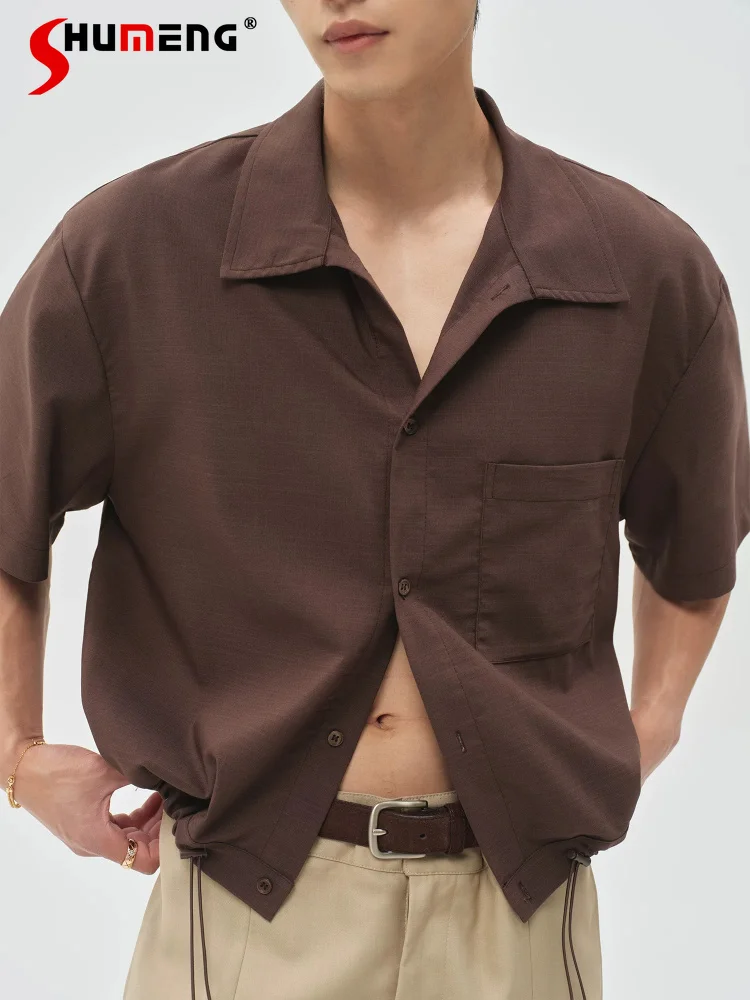 Men's 2026 Summer New Solid Color Simple Short Sleeve Shirts Fashion Drawstring High Waist Design Tops Trendy Lapel Chic Shirts
Men's 2026 Summer New Solid Color Simple Short Sleeve Shirts Fashion Drawstring High Waist Design Tops Trendy Lapel Chic Shirts