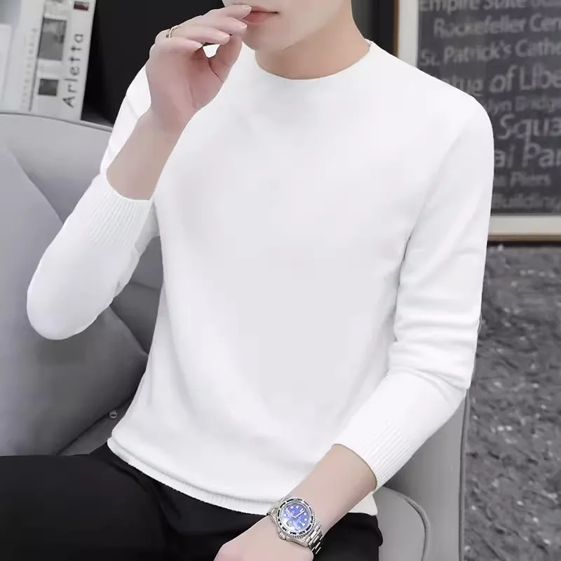 Мужской облегающий трикотажный джемпер с круглым вырезом, однотонный, теплый, зимний, базовый слой, модный, в корейском стиле, повседневный, с длинным рукавом
Мужской облегающий трикотажный джемпер с круглым вырезом, однотонный, теплый, зимний, базовый слой, модный, в корейском стиле, повседневный, с длинным рукавом