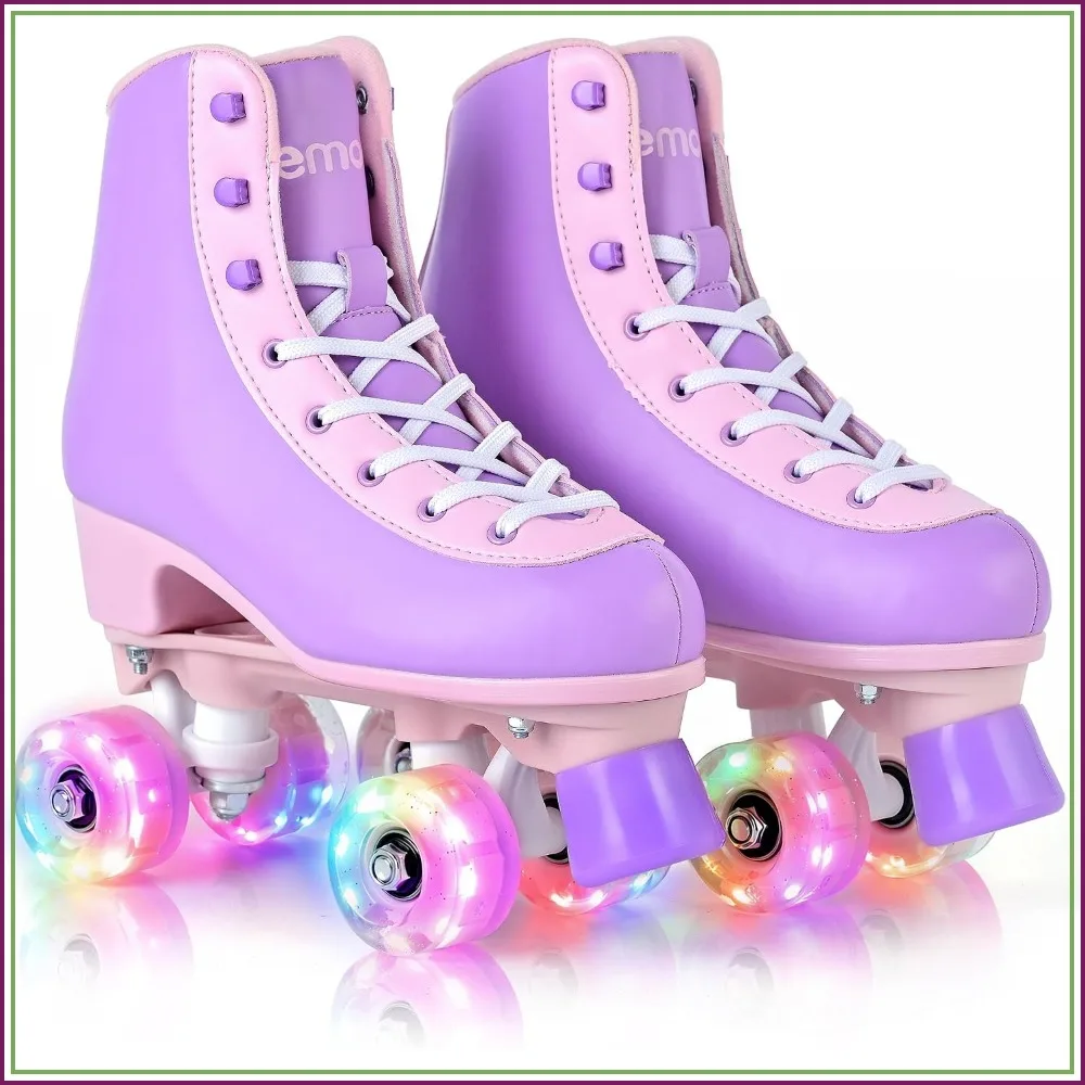 Shiny Purple Pink Roller Skates with Light-Up Wheels for Women & Girls, High Top Indoor Outdoor Skates
Shiny Purple Pink Roller Skates with Light-Up Wheels for Women & Girls, High Top Indoor Outdoor Skates