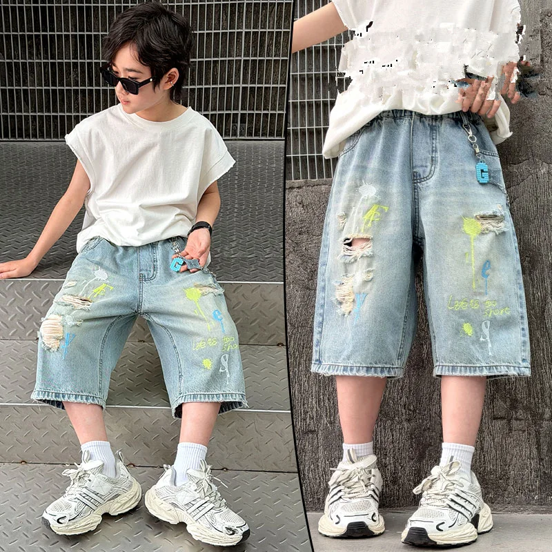 Summer Kids Designer Broken Hole Blue Denim Shorts Tweens Boys Casual Streetwear Jeans Shorts For Child Age 5 6 8 10 12 14 Years
Summer Kids Designer Broken Hole Blue Denim Shorts Tweens Boys Casual Streetwear Jeans Shorts For Child Age 5 6 8 10 12 14 Years