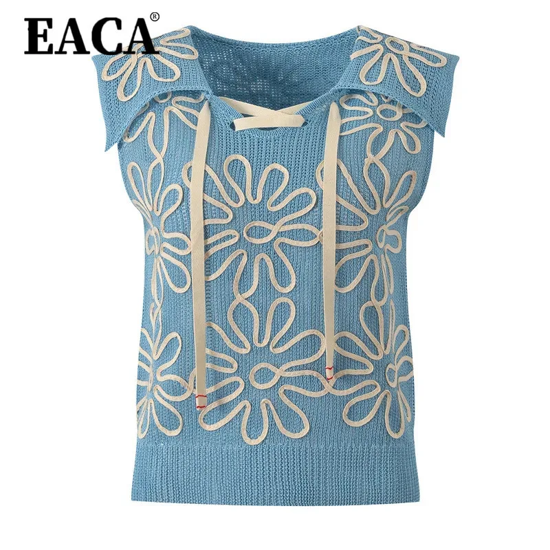 EACA 2025 Summer Sailor Collar Floral Print Tie-Front Cropped Knit Vest Top Soft Ribbed French Vintage Casual Beachwear Youthful
EACA 2025 Summer Sailor Collar Floral Print Tie-Front Cropped Knit Vest Top Soft Ribbed French Vintage Casual Beachwear Youthful