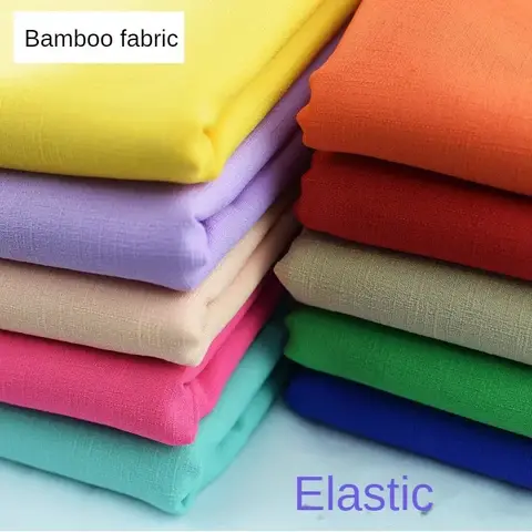 Micro Stretch Plain Bamboo Fabric Per Meter for Shirt Clothes Dress Pants Pajamas Diy Sewing Summer Cloth Soft Comfortable White