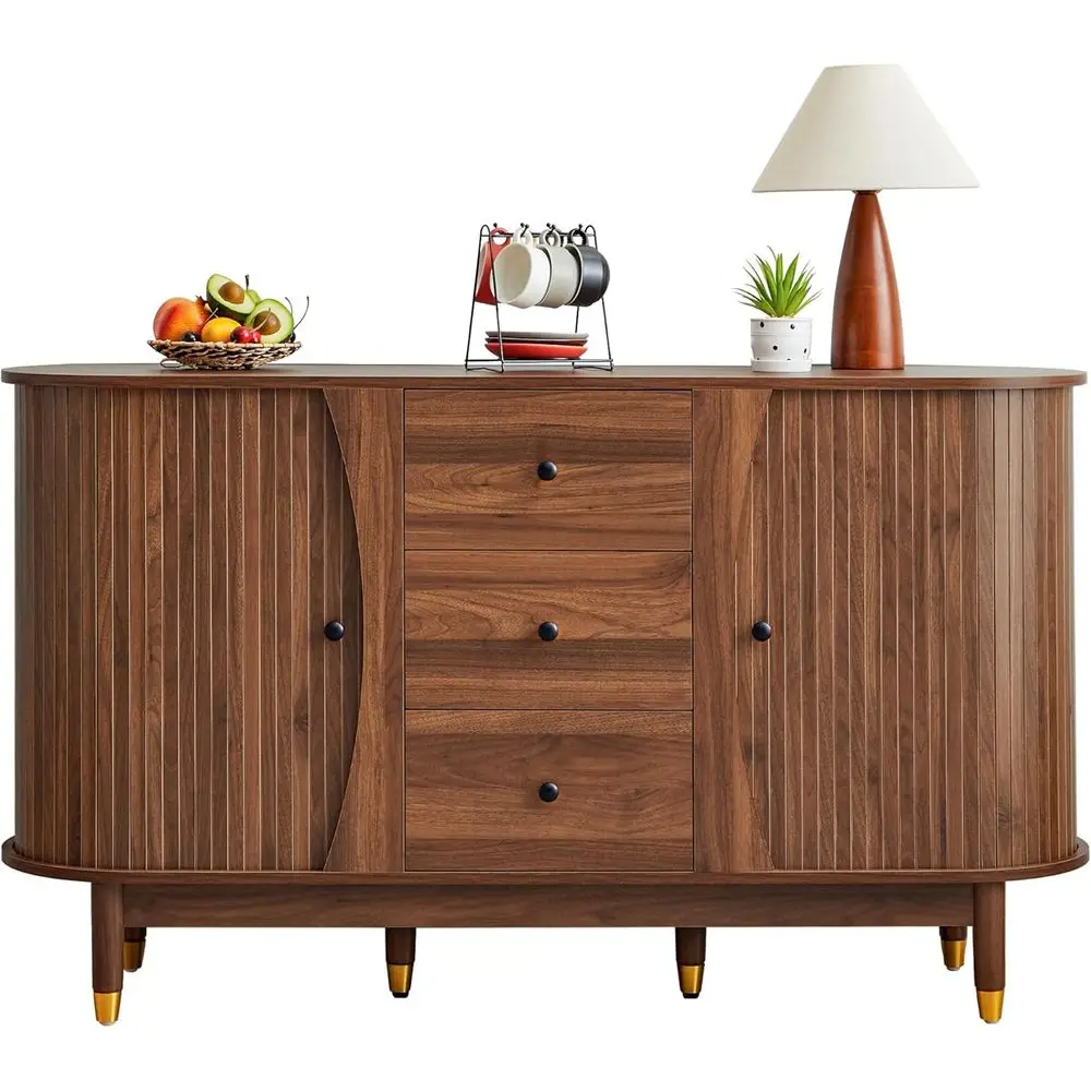 55 Walnut Oval Curved Sideboard with Sliding Doors for Dining and Living Spaces
55 Walnut Oval Curved Sideboard with Sliding Doors for Dining and Living Spaces
