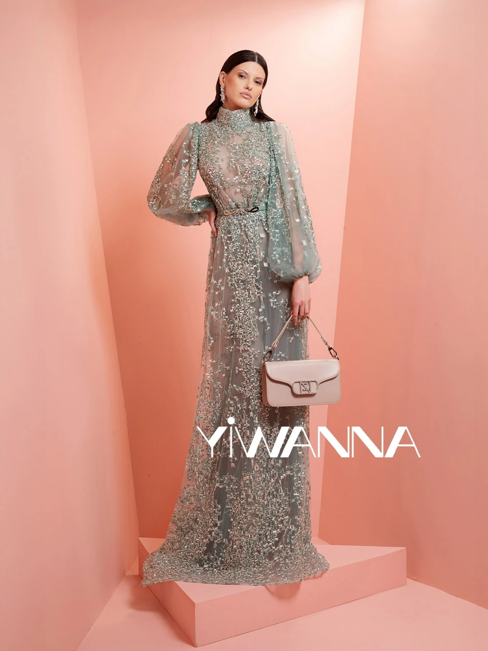 Light Green Embroidery Beaded Lace Evening Dress Illusion High Collar Long Sleeve Wedding Party Gown Customzied prom Dresses
Light Green Embroidery Beaded Lace Evening Dress Illusion High Collar Long Sleeve Wedding Party Gown Customzied prom Dresses